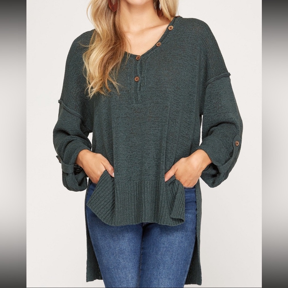 She + Sky Hi Low Knit Sweater